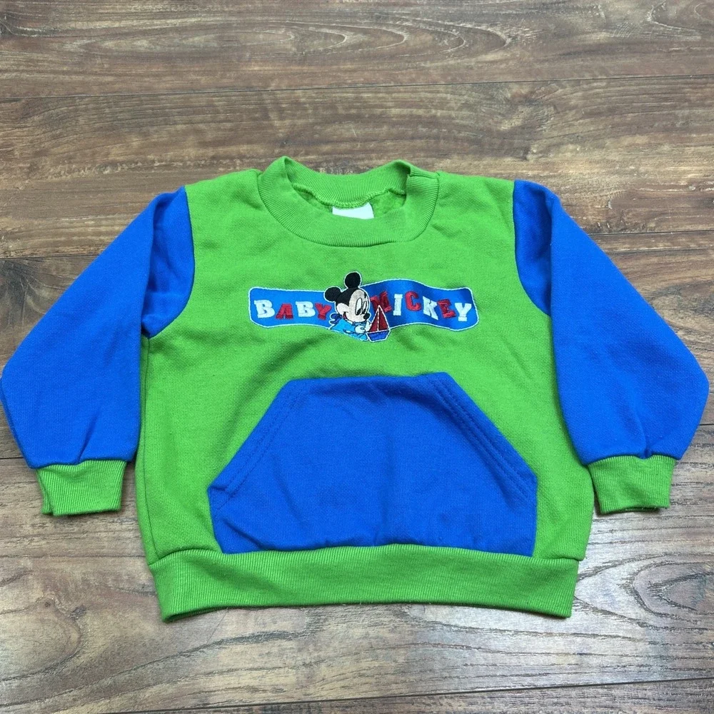 Disney Babies‎ 24 Months Front Pocket Baby Mickey Sweatshirt Vintage Rare Crew
