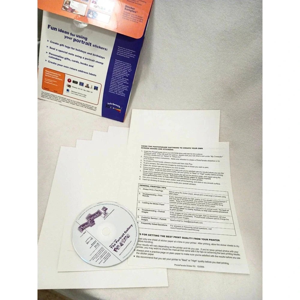 Photo Paper Sticker Kit 5 Sheets Stick Labels w CD instructions Crafts‎