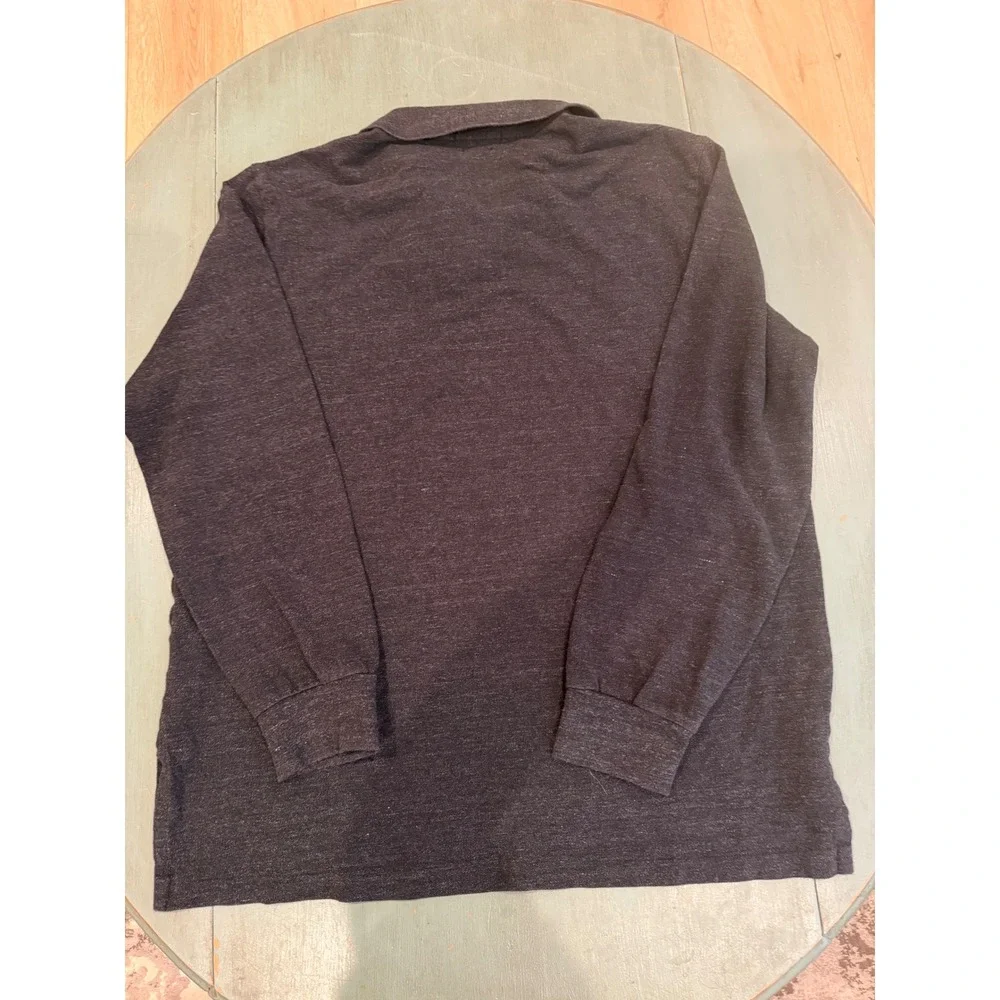 Polo Ralph Lauren Mens XL Custom Fit Long Sleeve Polo Shirt Charcoal Grey Purple