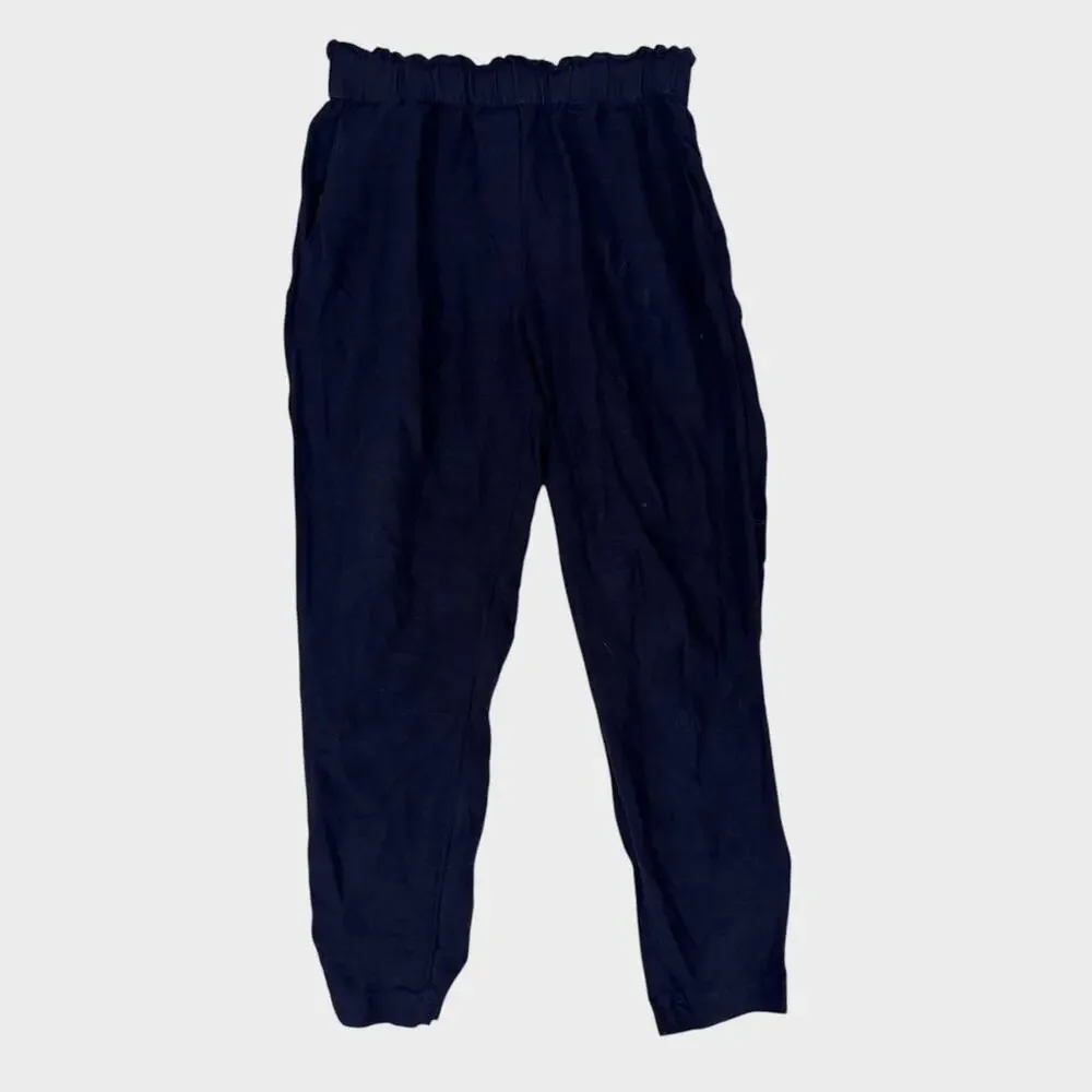 H&M Linen Blend Size 2 Black Paperbag Pull On Pants