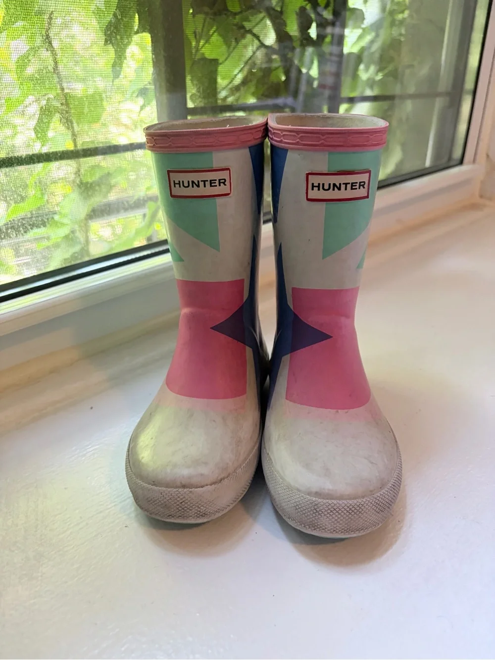 Hunter Kids Pink, Mint & Blue Star Rain Boots