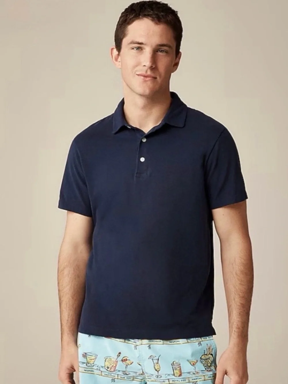 NWT J. Crew Sueded Cotton Polo Shirt Navy Blue