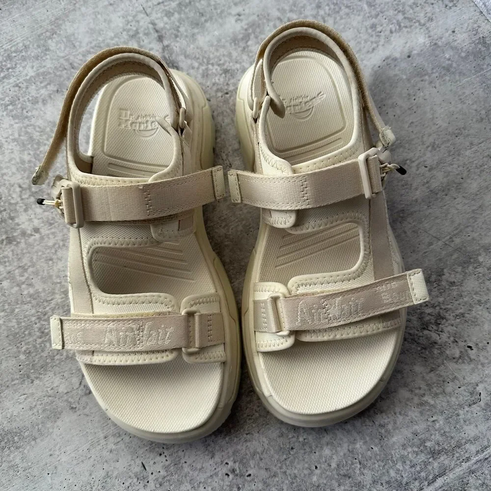 DR. MARTENS FORSTER AJAX LEATHER WEDDING SANDALS EGRET Size Women’s 7 / Men’s 6