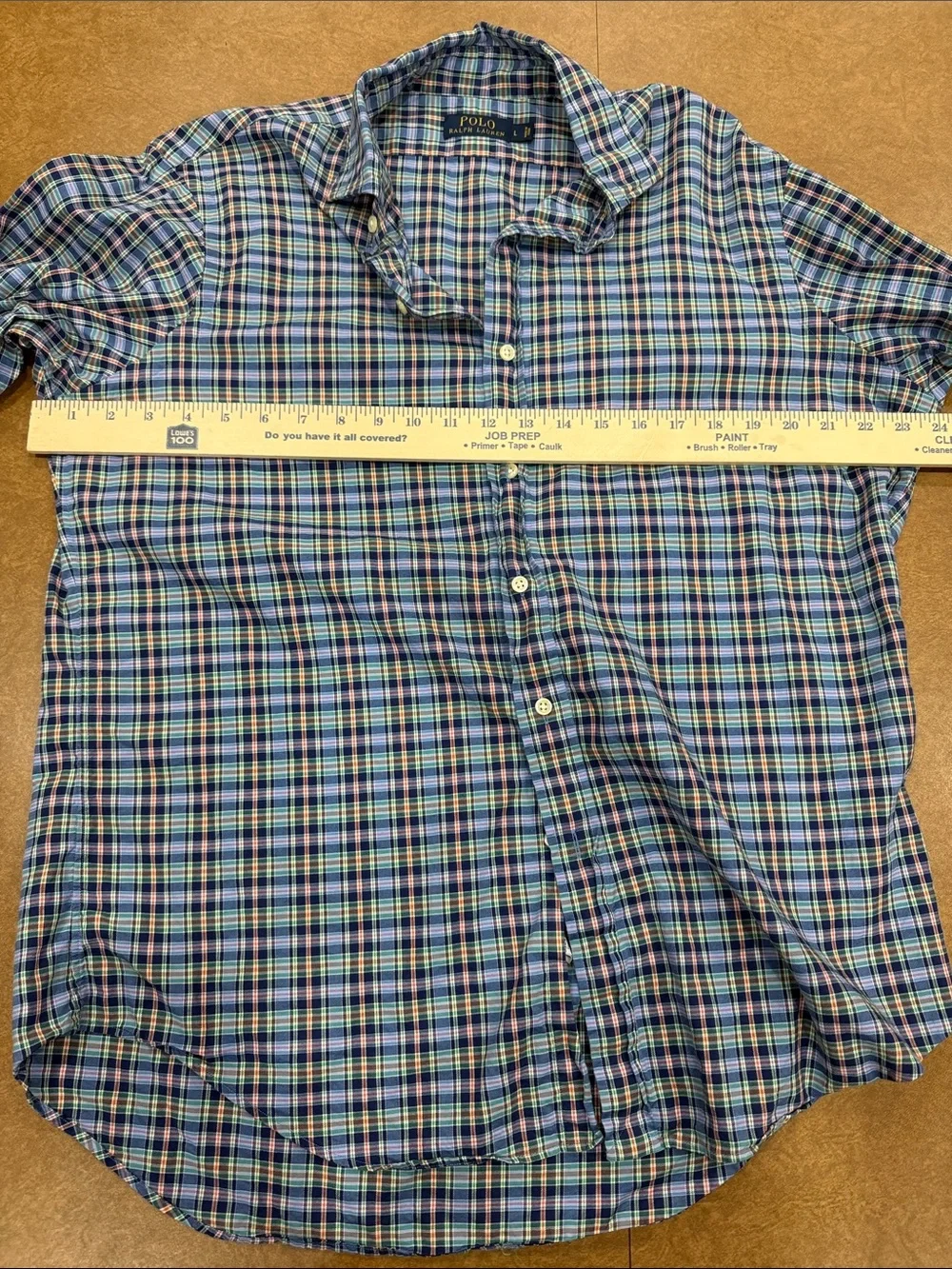 Polo by Ralph Lauren Blue/ Green/ Red Multi-Check Long-Sleeve Button-Down Size L