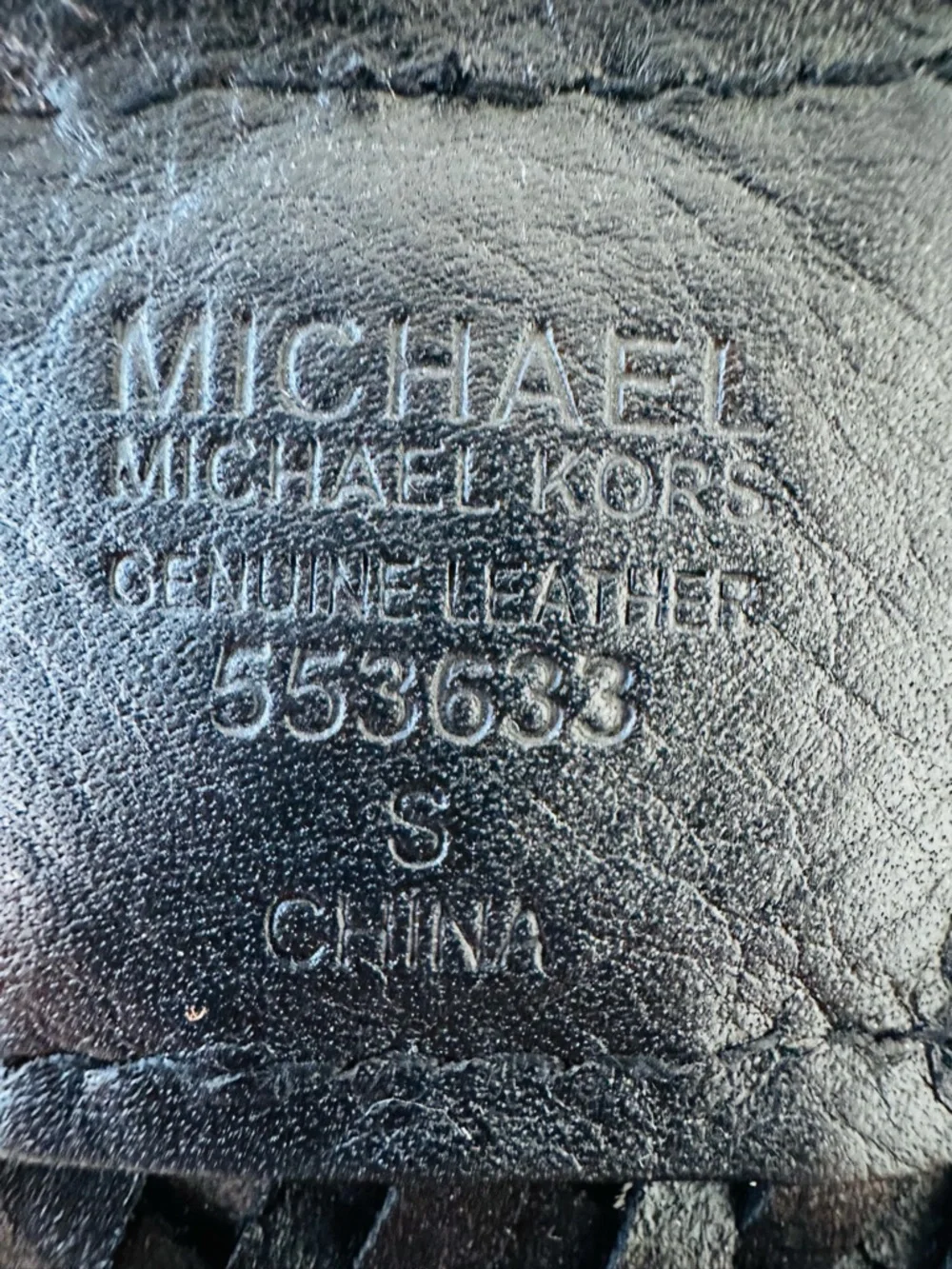 Michael Kors Woven Leather Circle-Buckle Belt in Black Size Small