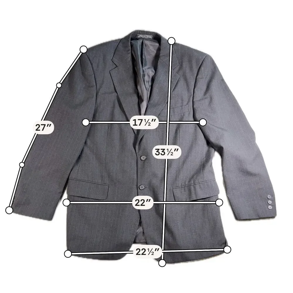 Bernhard Altmann Blazer Mens 42R Charcoal Gray Pinstripe Wool Blend Suit Jacket