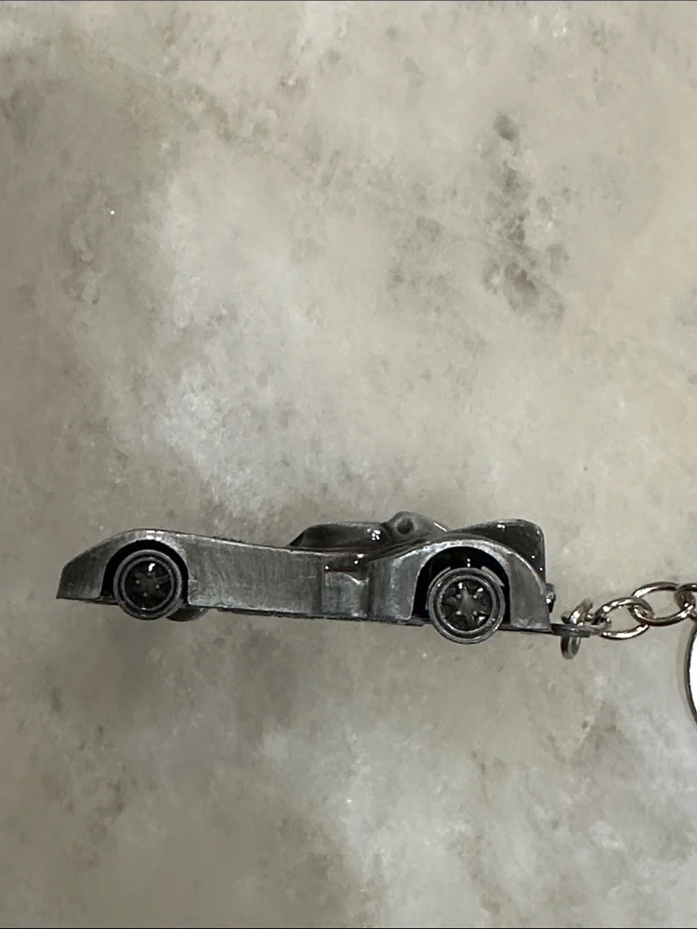 Metal Batmobile Keychain - Silver Keyring