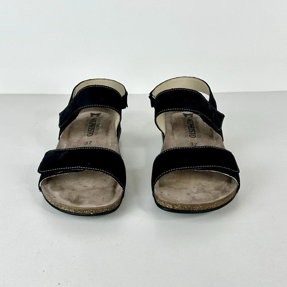 Mephisto Agave Black Bucksoft Anklestrap Comfort Sandal Women's EU‎ 37 US 7