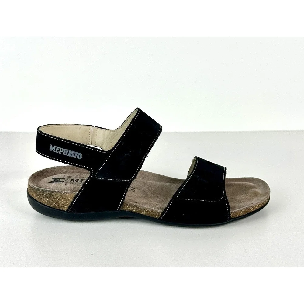 Mephisto Agave Black Bucksoft Anklestrap Comfort Sandal Women's EU‎ 37 US 7