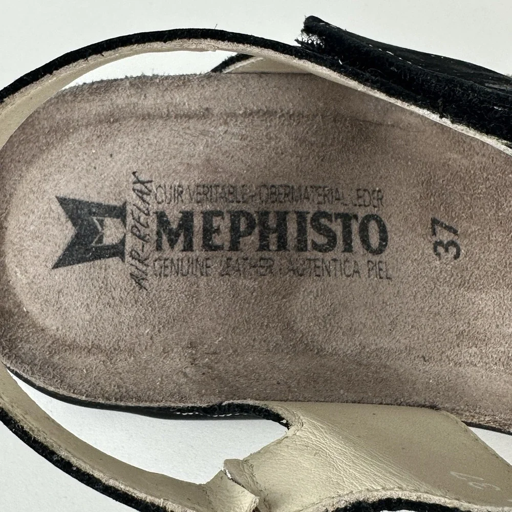 Mephisto Agave Black Bucksoft Anklestrap Comfort Sandal Women's EU‎ 37 US 7