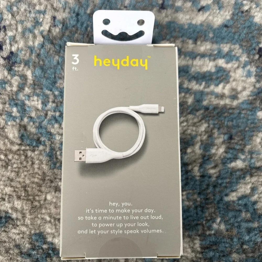heyday Lightning to USB-A‎ Round Cable MFi certified 3FT WHITE