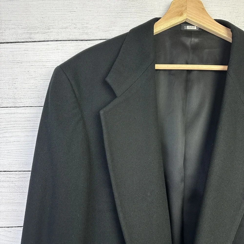 Oscar De‎ La Renta Blazer Men's Size 44L Wool Cashmere Black Sports Coat