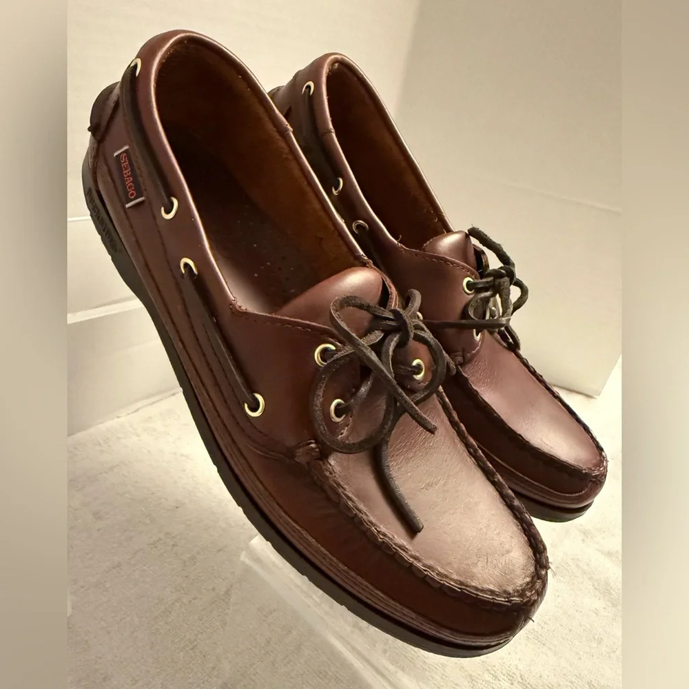 Sebago Docksides Leather Boat Shoes Men’s 9 M Brown Classic Loafers NWOT