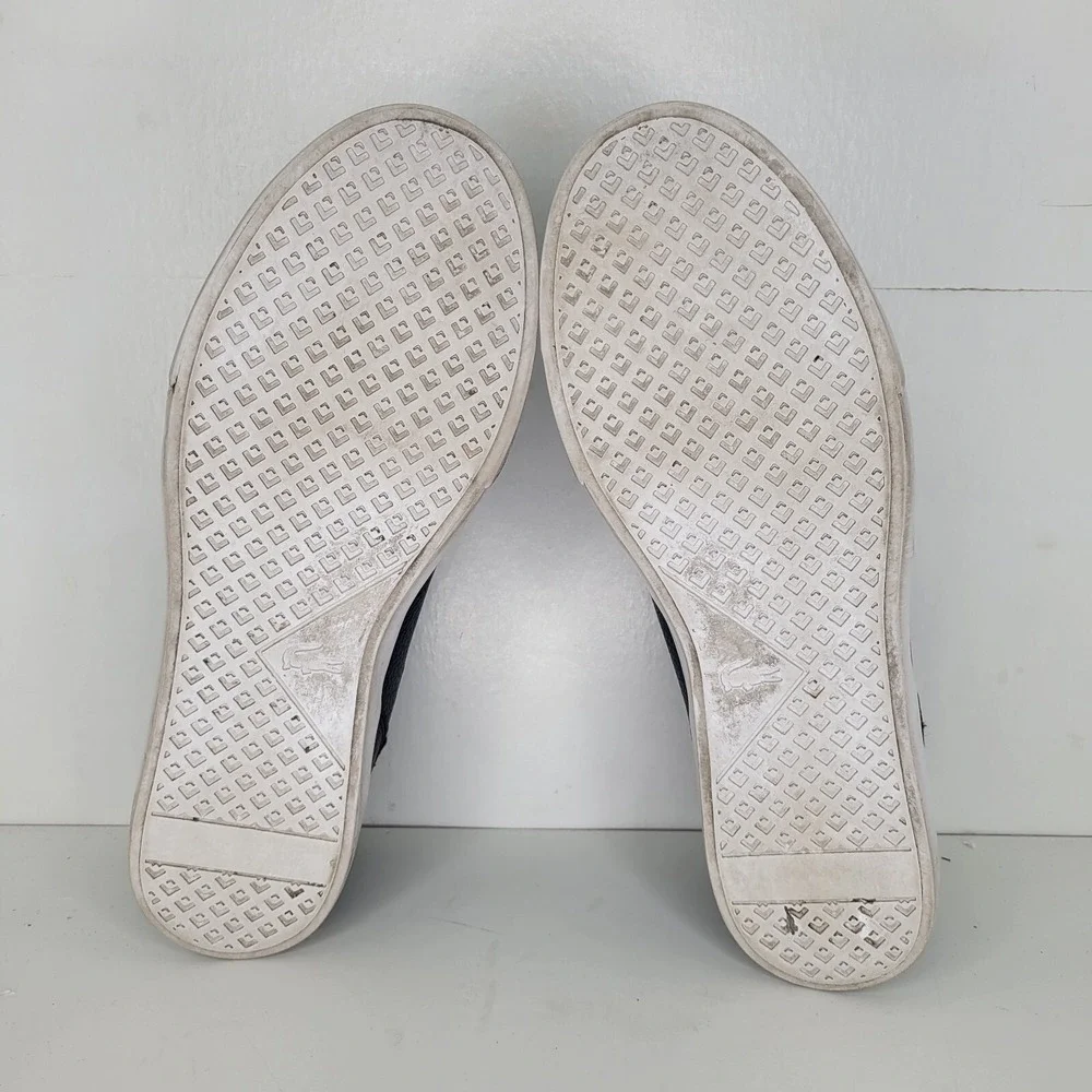Lacoste Bayliss Deck Shoes Boat Sneakers Mens Sz 10 0722 Navy Blue Leather White