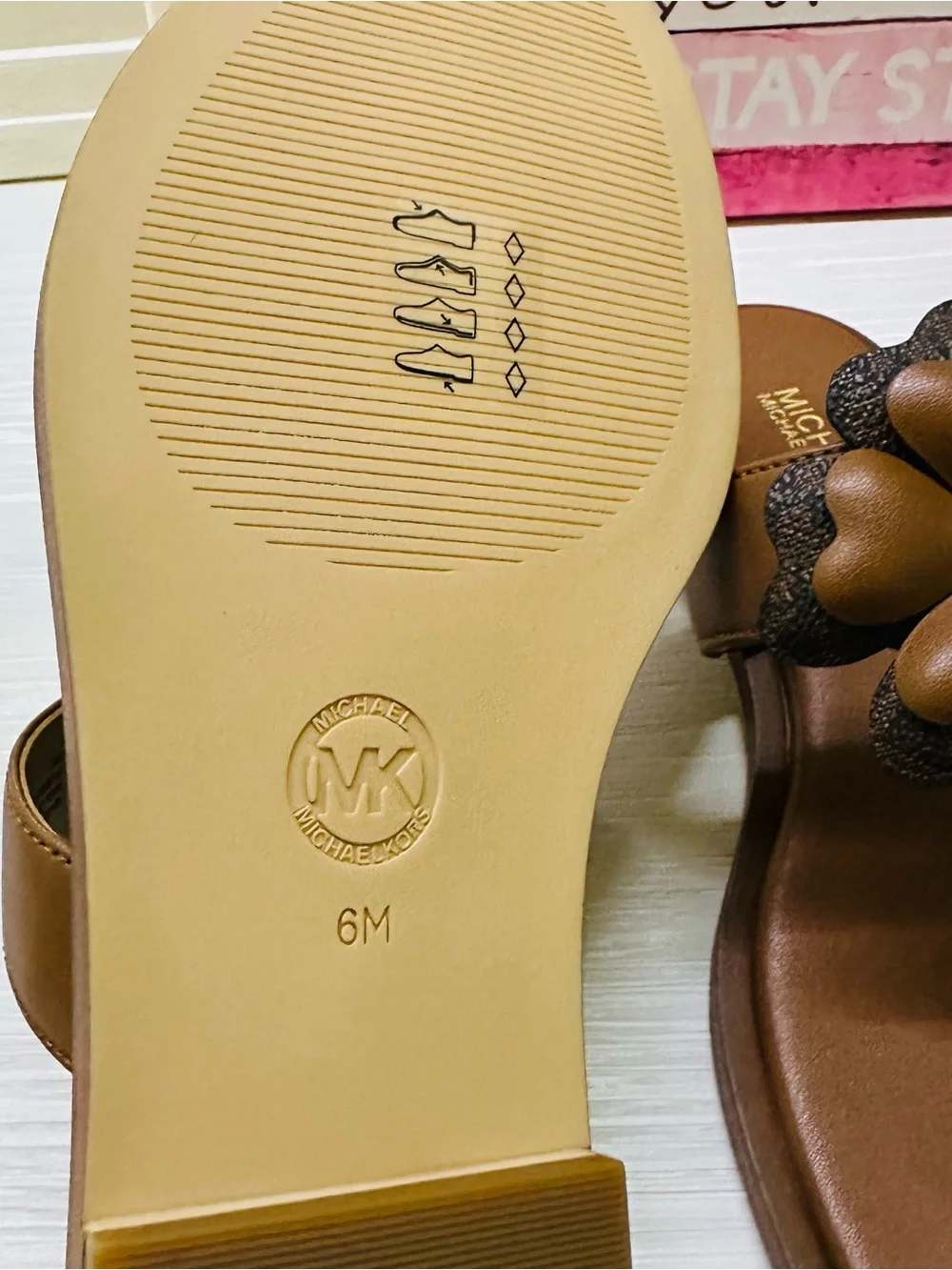 Michael Kors Callie Embellished Signature Logo Trim Thong Sandal