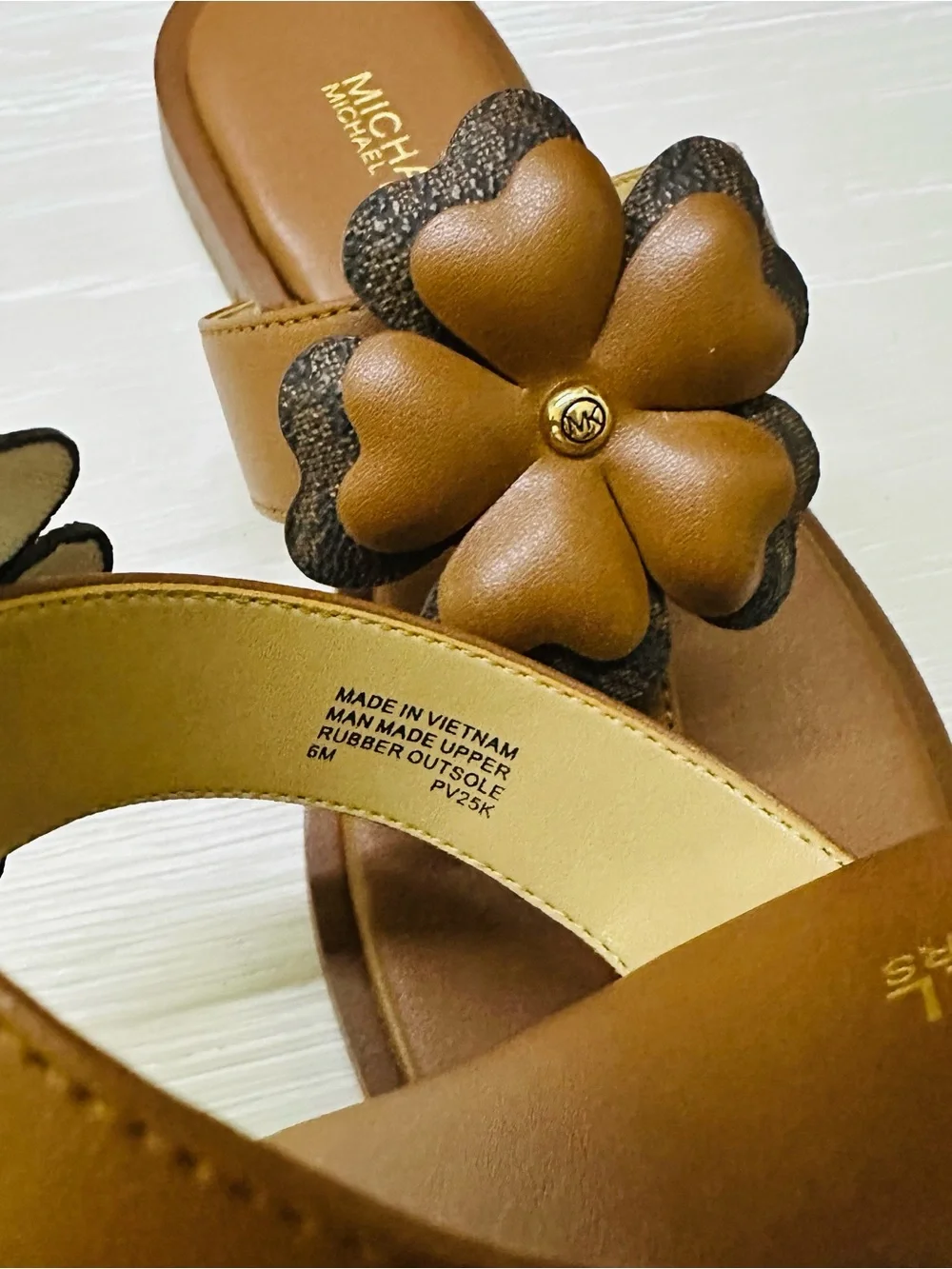 Michael Kors Callie Embellished Signature Logo Trim Thong Sandal