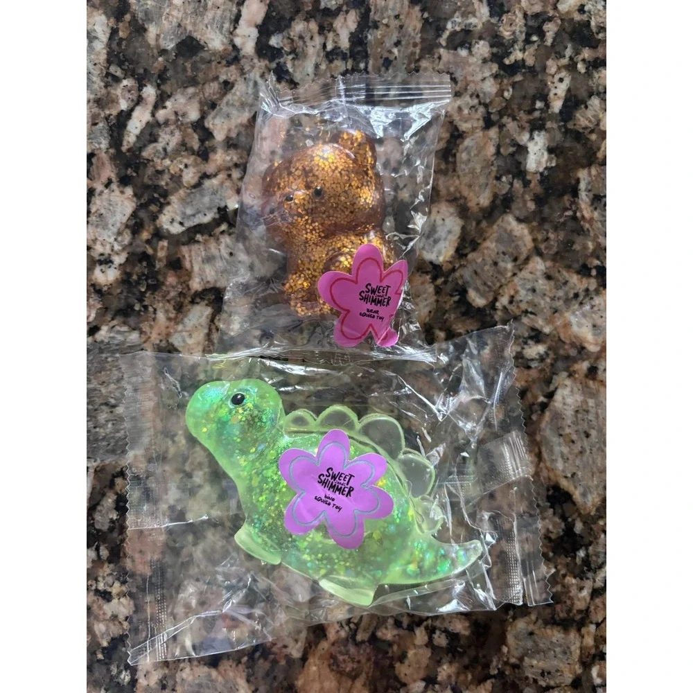 Sweet and Shimmer Ulta Gold Bear & Glitter Green Dino Sugar Squishy
