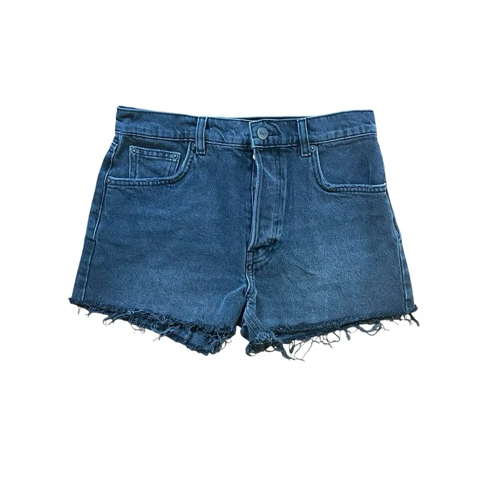 Reformation Dixie High Rise Jean Short Womens Size 27 Black Denim Cut Off Frayed