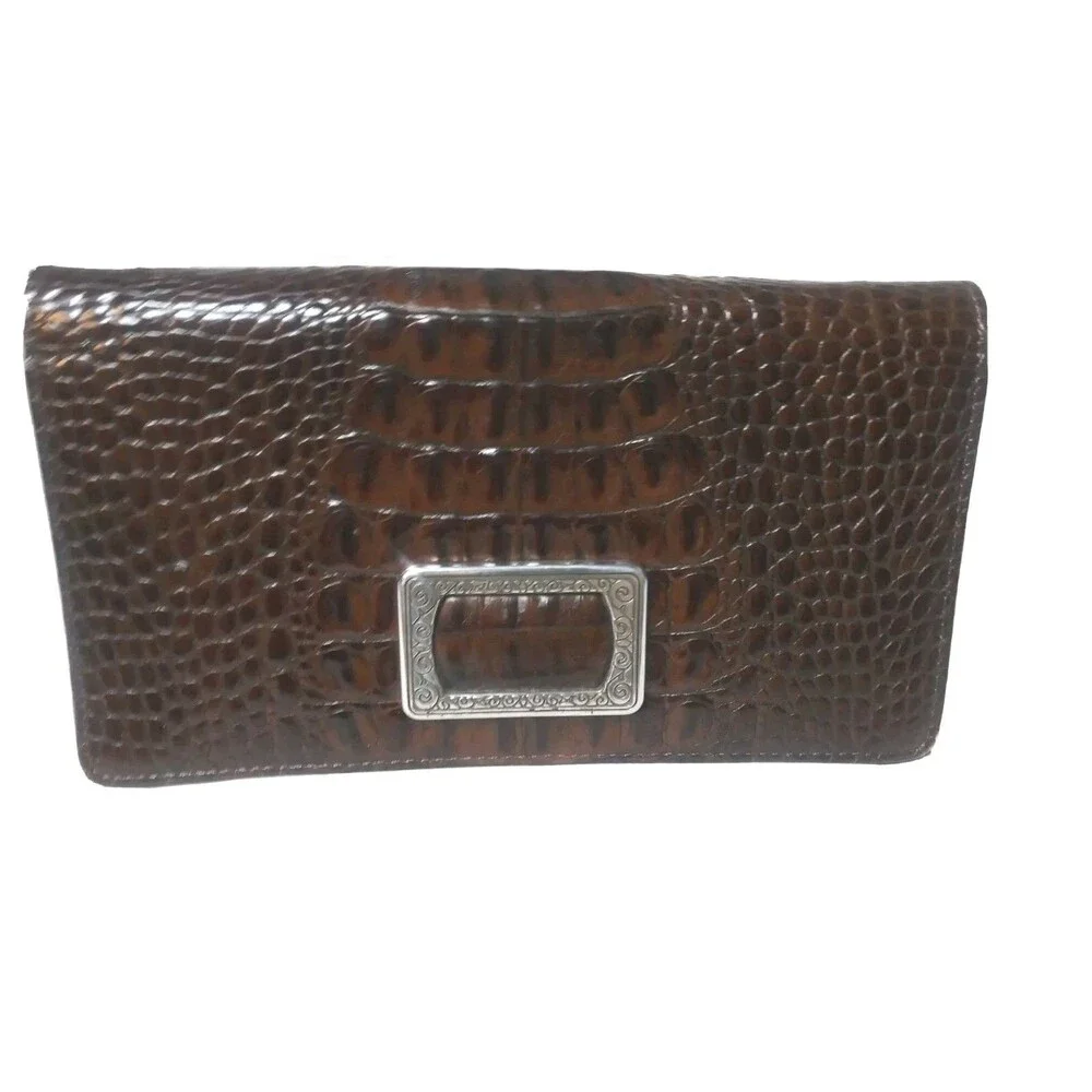 Vintage Brighton Croco Embossed Wallet Organizer Large Brighton Clutch Purse