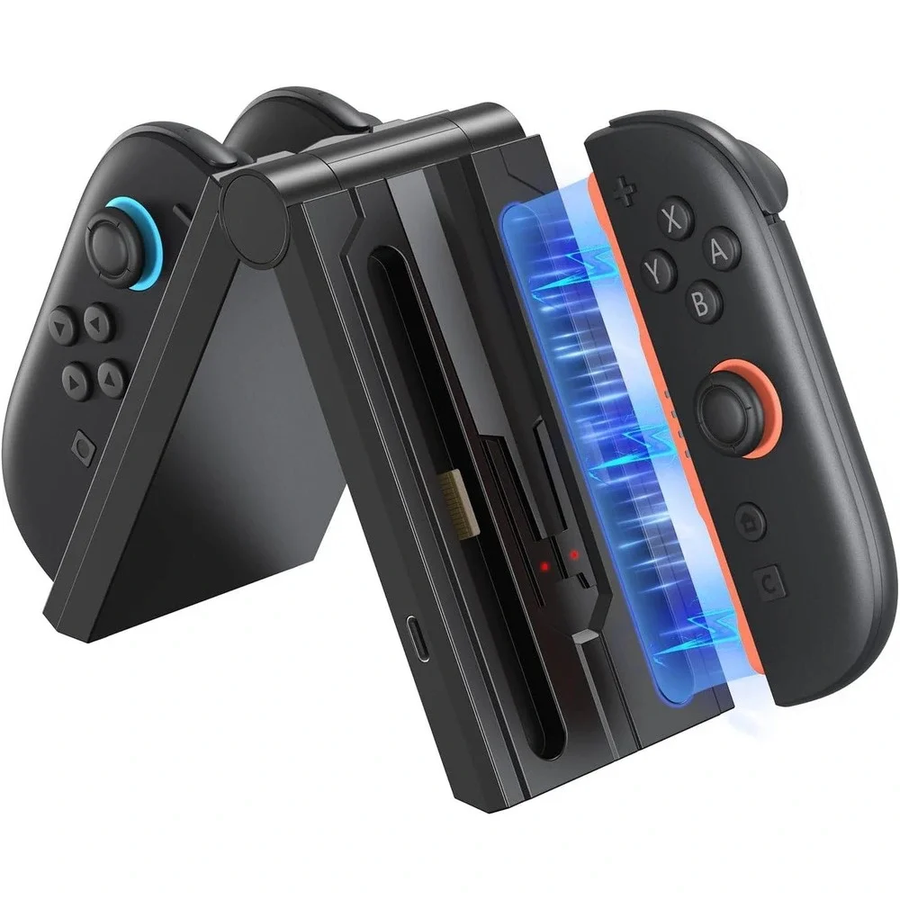 Switch 2 Joy-Con Charging Dock 4-in-1 Foldable Controller Charger Station Black‎