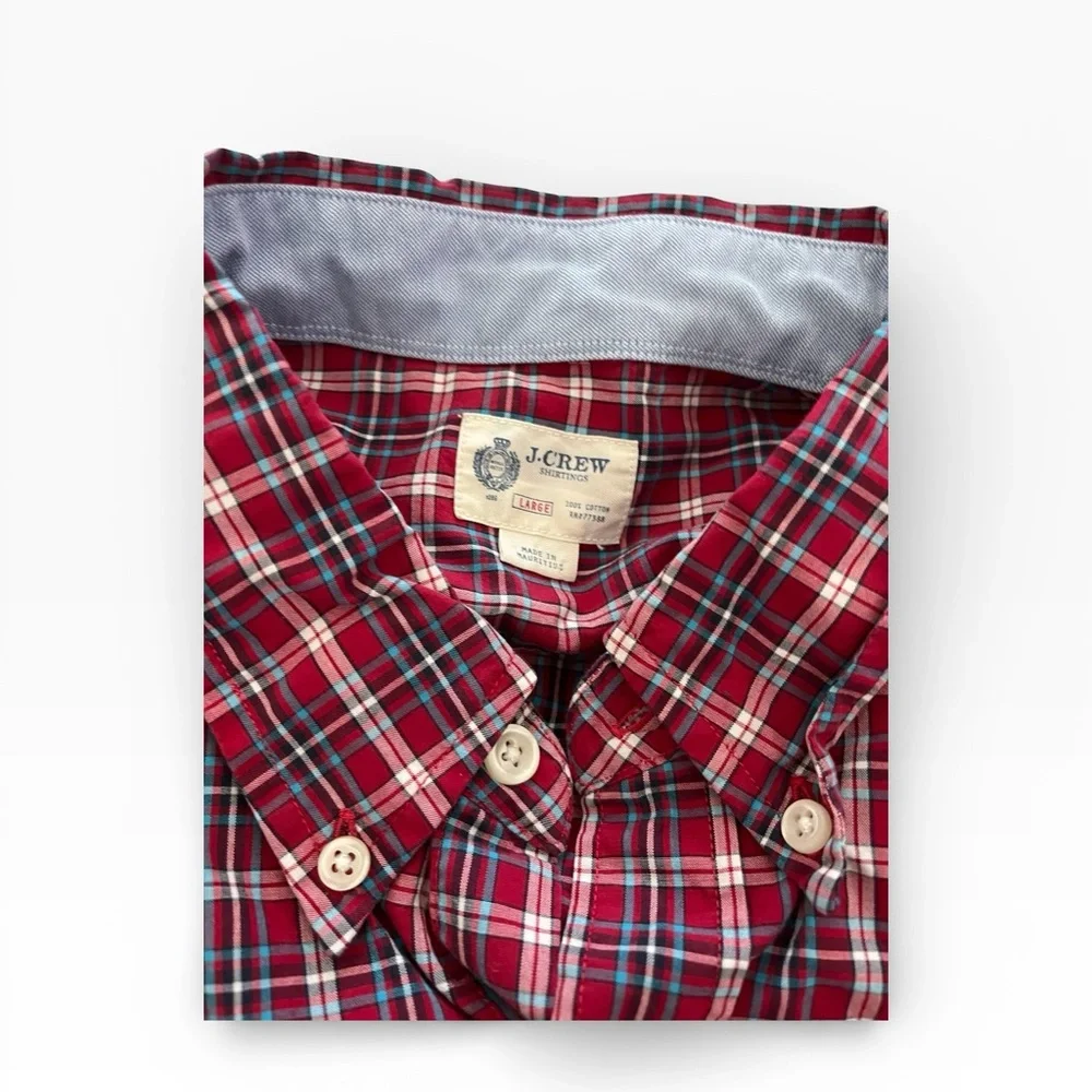 J. Crew Heritage‎ Men’s Plaid Button-Up Shirt Size Large Red Blue White