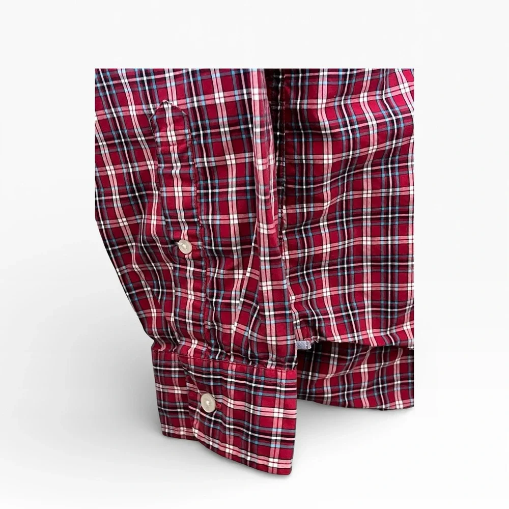 J. Crew Heritage‎ Men’s Plaid Button-Up Shirt Size Large Red Blue White