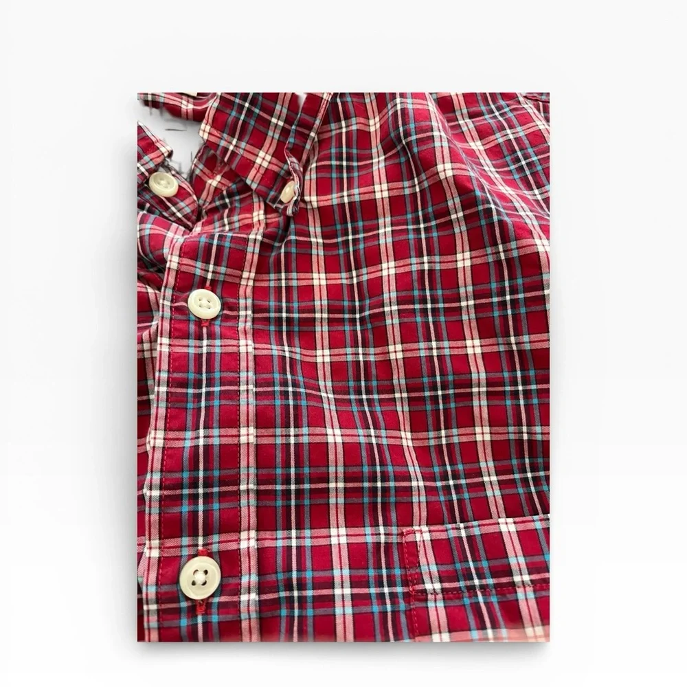 J. Crew Heritage‎ Men’s Plaid Button-Up Shirt Size Large Red Blue White