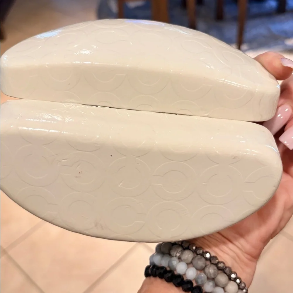 Coach White Embossed Sunglasses Case Large