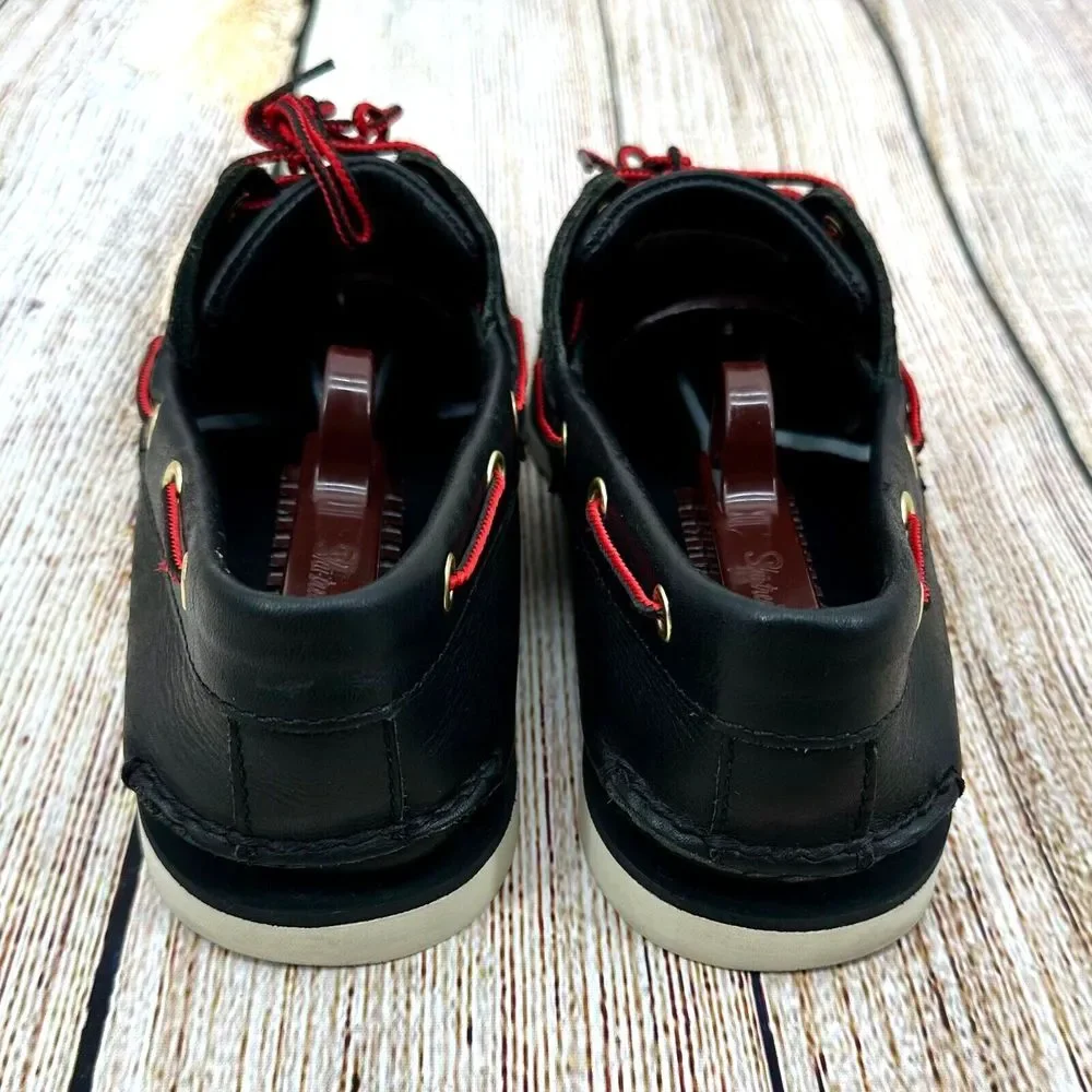 Timberland Men's Size 8 Classic Two-Eye Black Leather Boat Shoes Preppy Nautical