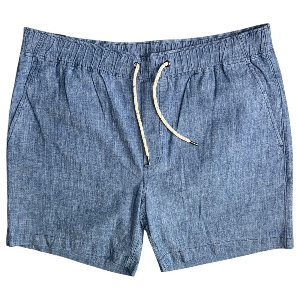 Faherty Mens XL Essential Cotton Stretch Pull On‎ Shorts Indigo Blue
