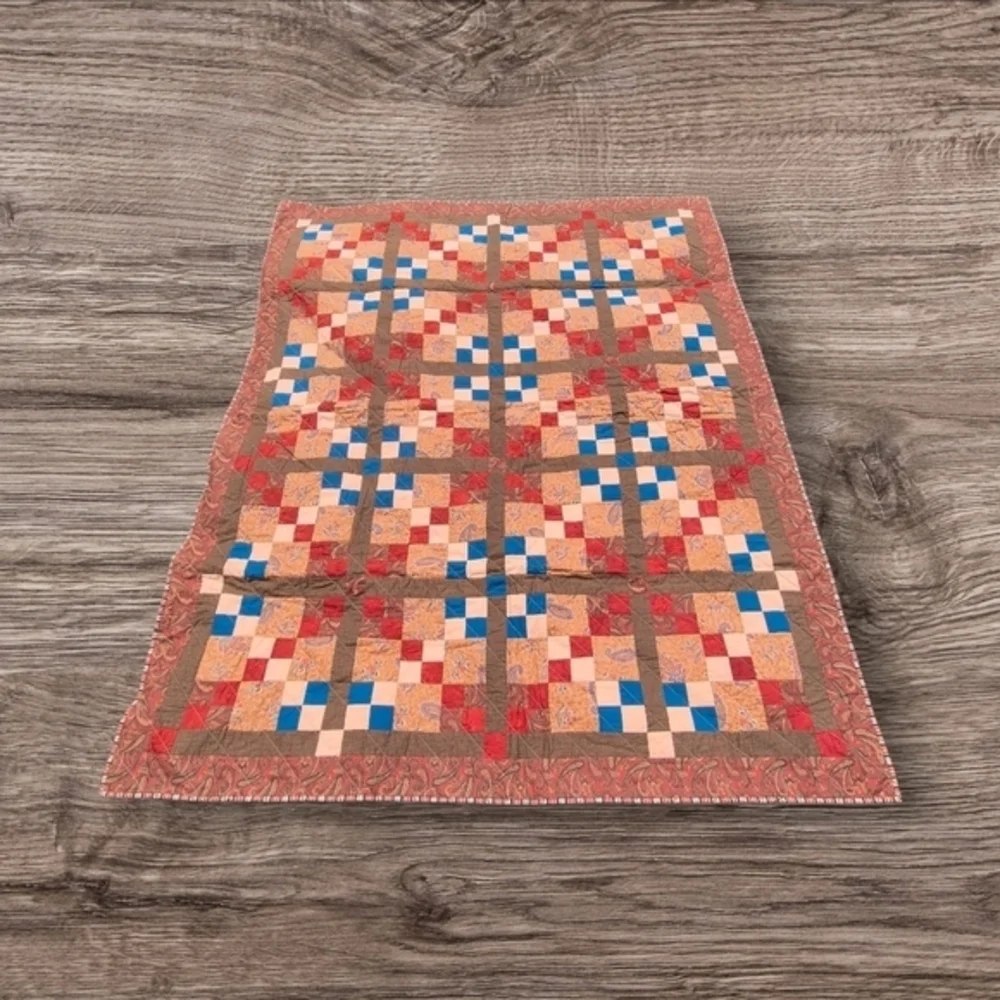 Handmade Brown/Red Tone Quilt  63