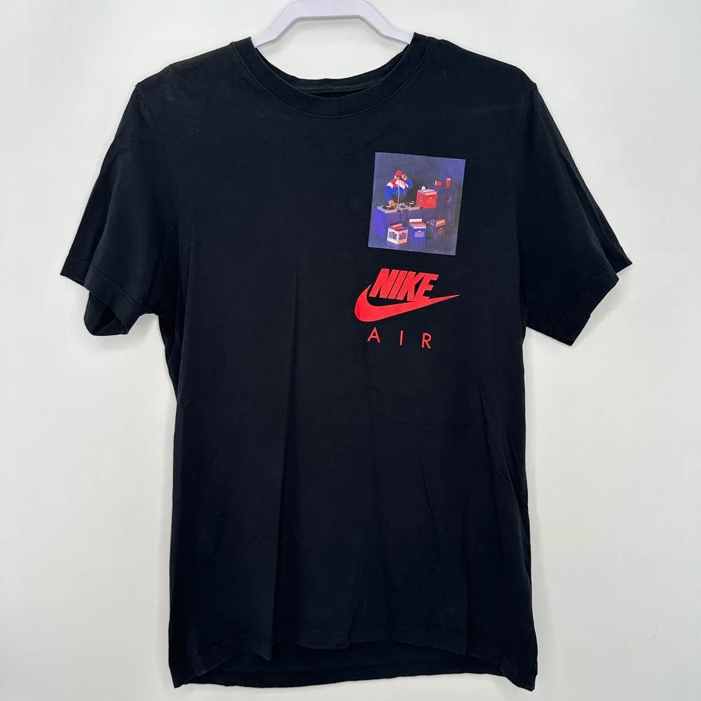 Nike Air DJ Graphic T-Shirt Mens Medium Black Short Sleeve Streetwear Hype