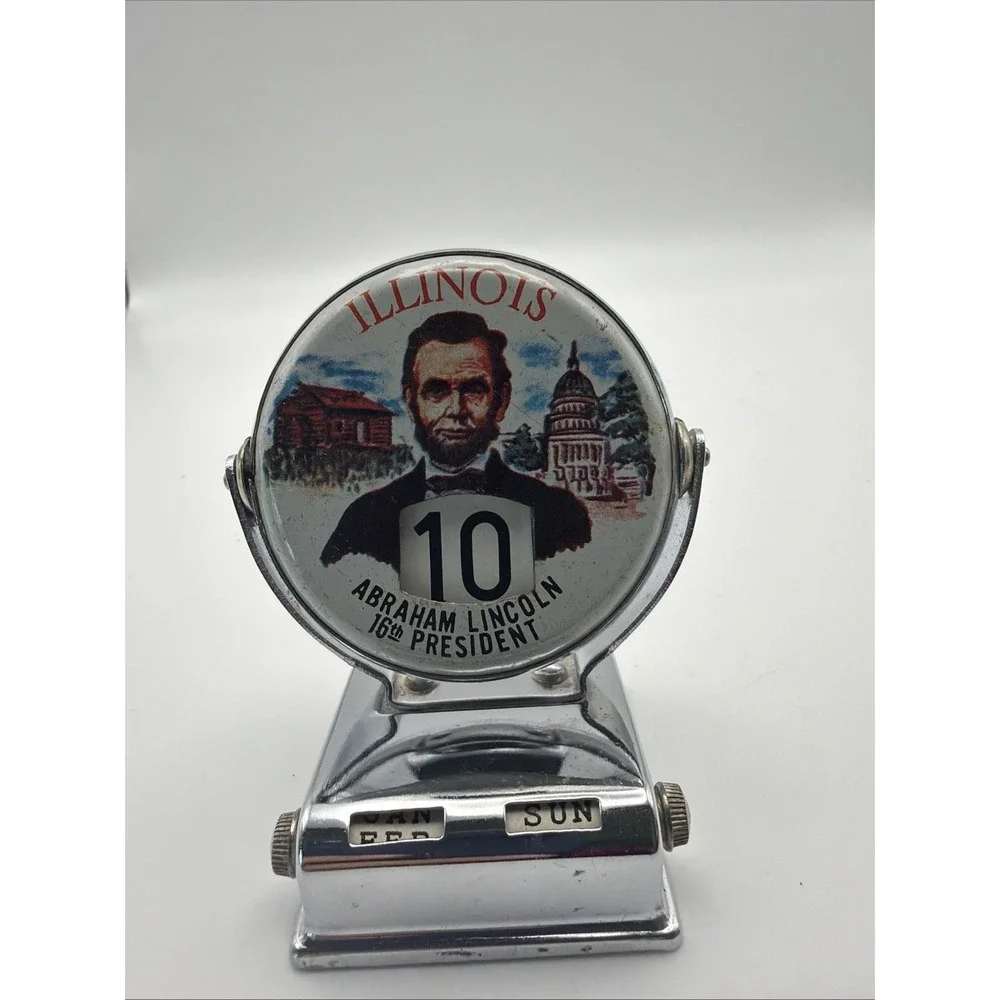 Illinois Abraham Lincoln 16th President Perpetual Desk Calendar Date Display
