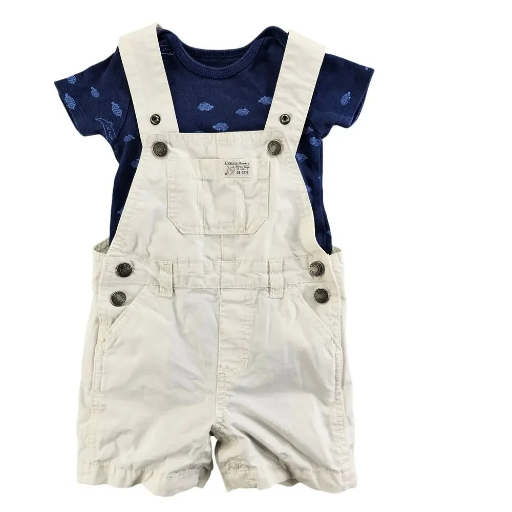 Toddler Overalls 12 mo Carters Ripstop Cotton Treasure Hunter Bib Style Shorts