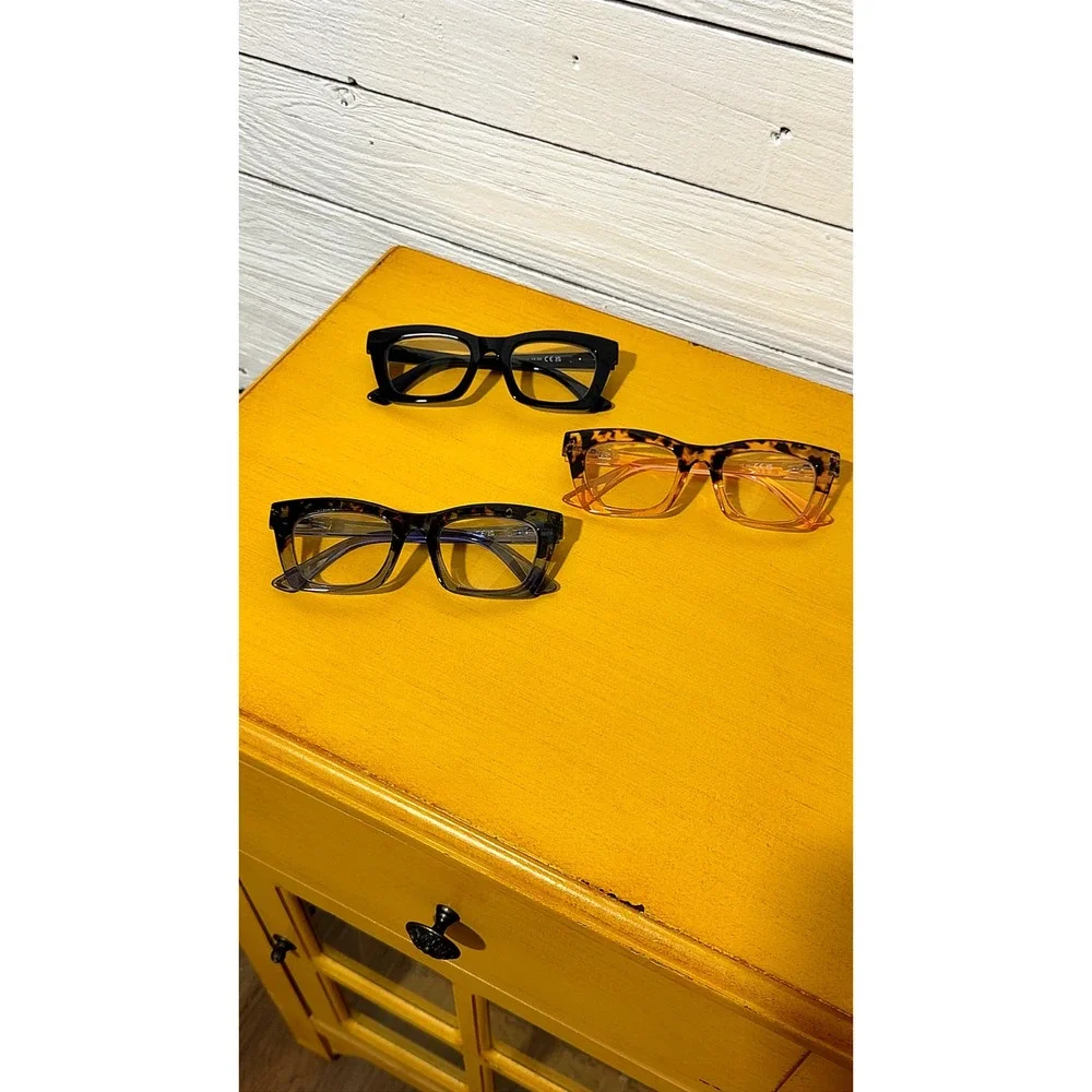 NWOT 3 Chunky Square Reading Glasses Black Tortoise Blue Ombre Frames Bundle