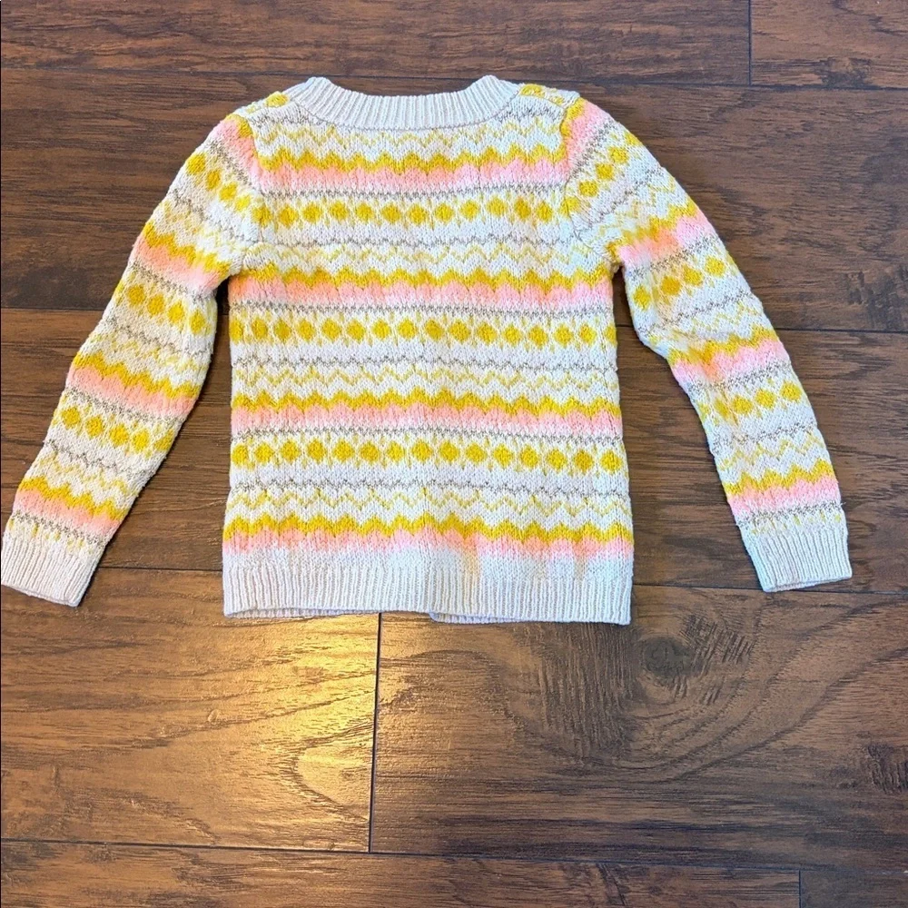 Cat & Jack Yellow and Pink Patterned Cardigan SZ 4T