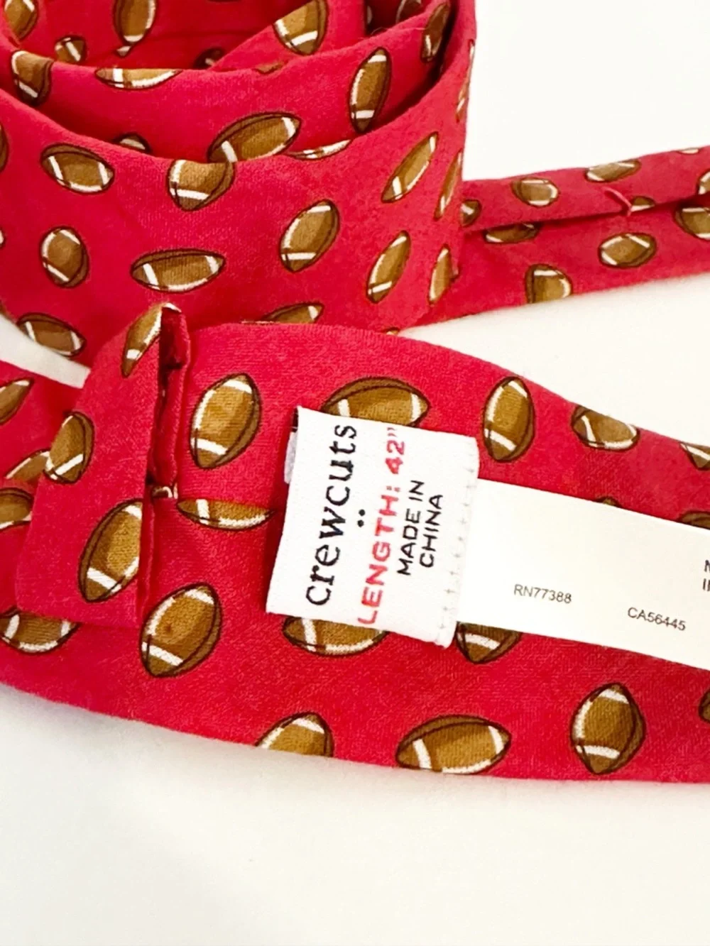 Crewcuts by J. Crew Boys Red Football Print Cotton Necktie - 42