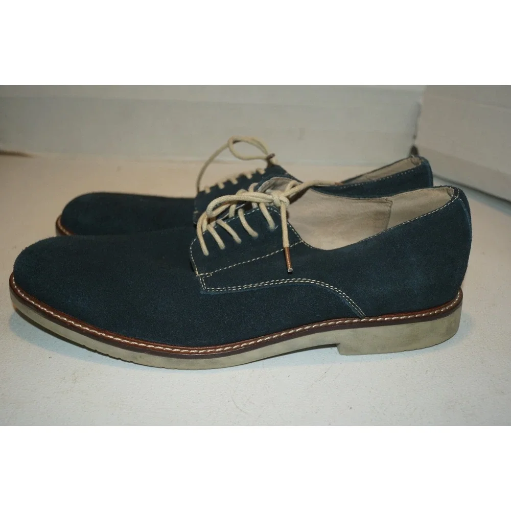 Aston Grey Dien Blue Suede Oxford Men's Shoes Size 10.5