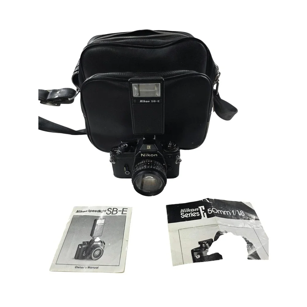 Nikon EM 35mm SLR‎ Film Camera with 50mm f1.8 Lens SB-E Flash and Bag Bundle