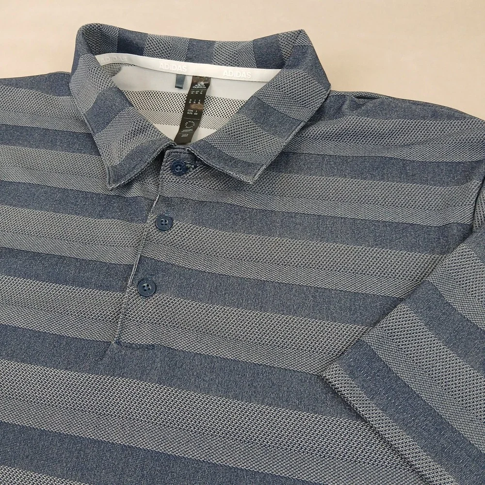 Adidas XL Mens Polo Shirt Golf Knit Stripes‎ 24x29