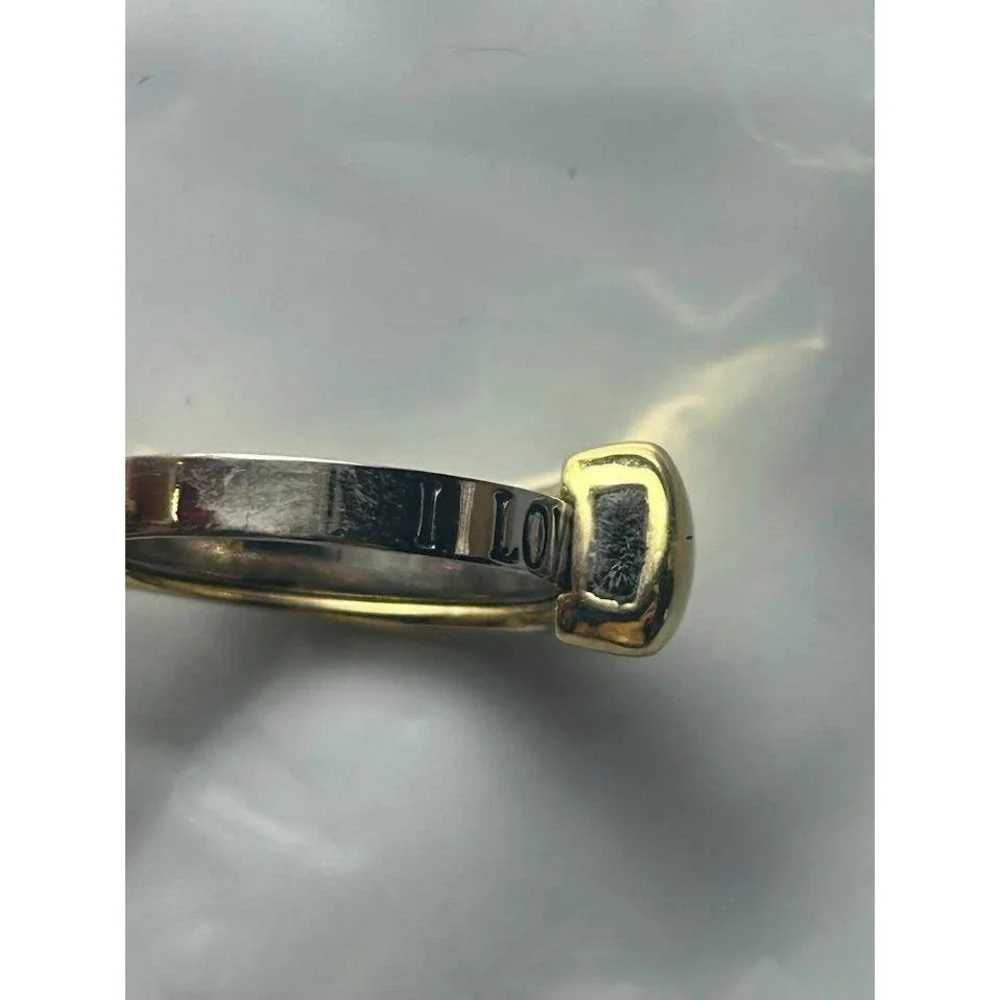 Gold Tone Heart Shape Ring Women Adjustable Band Fashion Jewelry Ring Size: 7.75