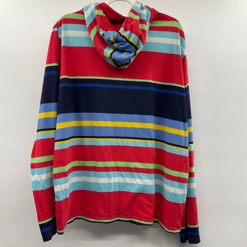 Polo Ralph Lauren Hooded Shirt Men L Stripe Skater Grungecore Preppy Y2K Hip Hop
