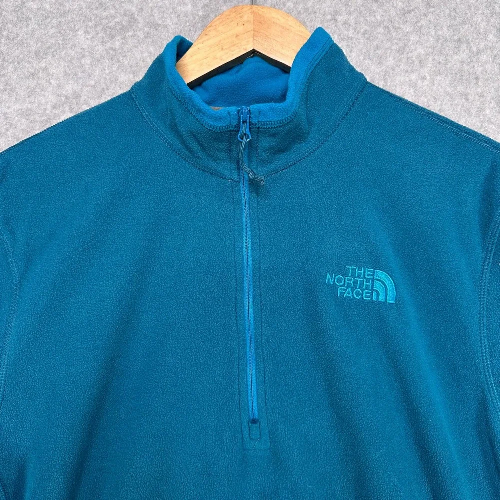 The North Face Mens Medium Blue Teal‎ Fleece 1/4 Zip Pullover Sweatshirt