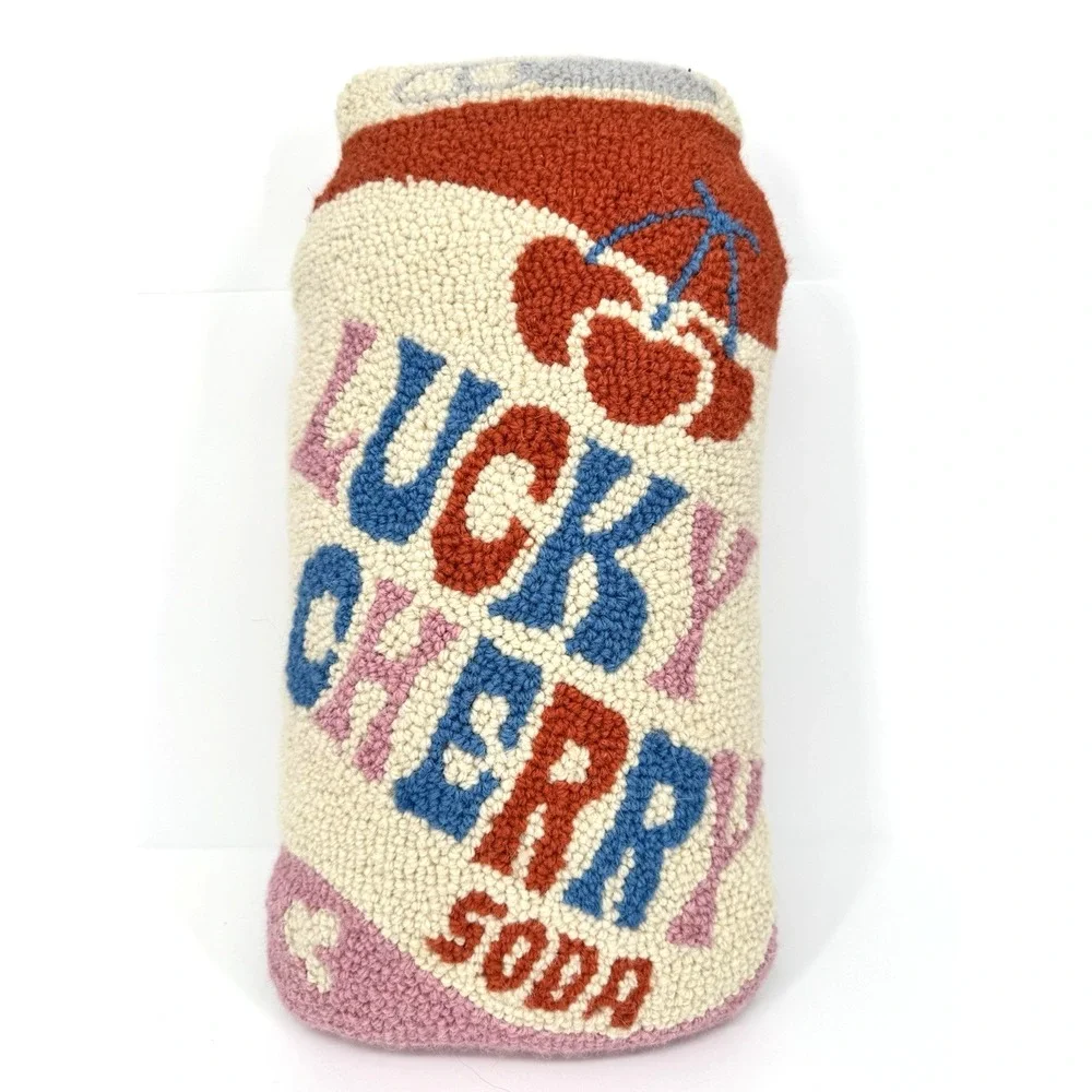 Soda‎ Pop Pillow Hooked Wool Americana Soda Fountain Decor Retro