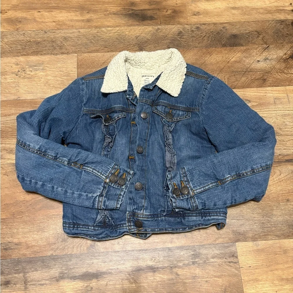 Old Navy Blue Jean Jacket with Sherpa Collar