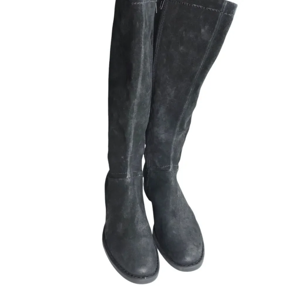 Born Hayden Knee High Riding Boots, Black Suede, Women's Size 5.5M