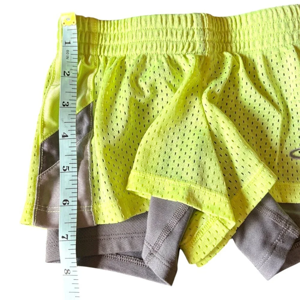 C9 by Champion girl's yellow and gray double layer athletic shorts sz XS‎ (4-5)