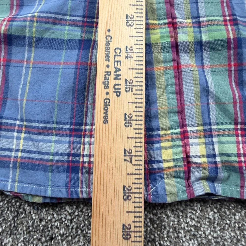 Polo Ralph Lauren Button Down Medium Blue Multi Plaid Classic Fit Short Sleeve