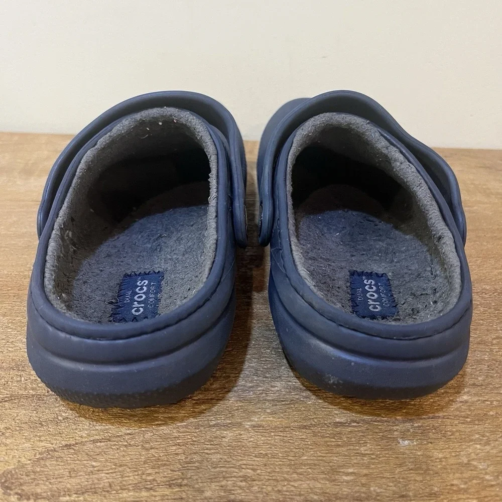 Crocs‎ Kids J3 Cozy Lined Clogs Navy Blue Fleece Fall Winter Slip On Shoes Youth