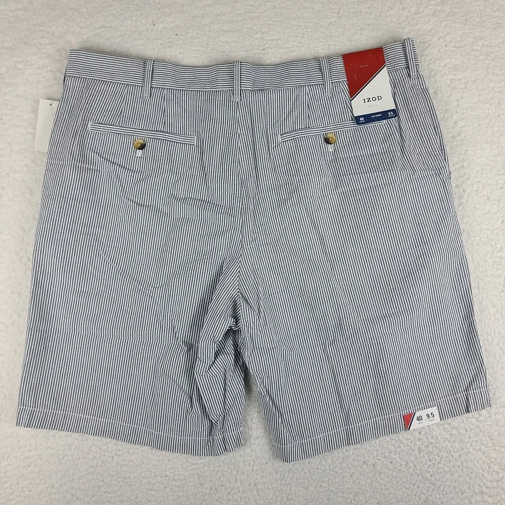 IZOD Shorts Mens 40 Blue Striped 9